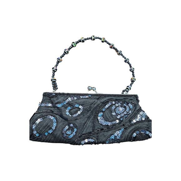 No Brand Handbags - Vintage 80's Beaded Envelope Clasp Purse Sequined Swirl